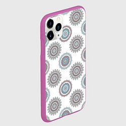 Чехол iPhone 11 Pro матовый Круглый разноцветный узор мандала, цвет: 3D-фиолетовый — фото 2