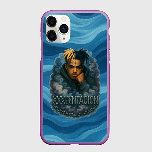 Чехол iPhone 11 Pro матовый XXXTentacion в облаке / 3D-Фиолетовый – фото 1