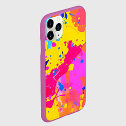Чехол iPhone 11 Pro матовый Яркие пятна акриловой краски на стене, цвет: 3D-фиолетовый — фото 2