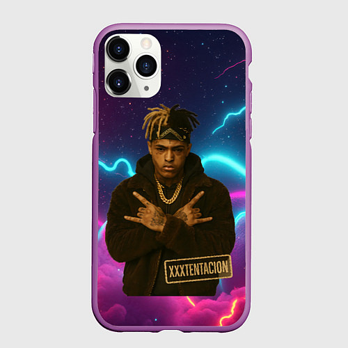 Чехол iPhone 11 Pro матовый XXXTentacion с цепью / 3D-Фиолетовый – фото 1