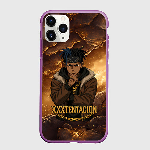 Чехол iPhone 11 Pro матовый XXXTentacion anime style / 3D-Фиолетовый – фото 1