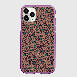 Чехол iPhone 11 Pro матовый Мелкий мозаичный коричневый зеленый узор хакки