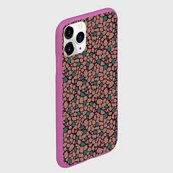 Чехол iPhone 11 Pro матовый Мелкий мозаичный коричневый зеленый узор хакки, цвет: 3D-фиолетовый — фото 2