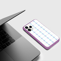 Чехол iPhone 11 Pro матовый Color white blue stripes, цвет: 3D-фиолетовый — фото 2
