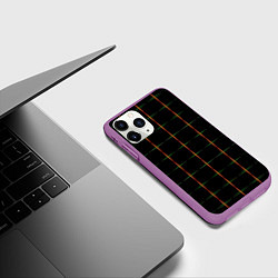 Чехол iPhone 11 Pro матовый Color black orange green crosses, цвет: 3D-фиолетовый — фото 2