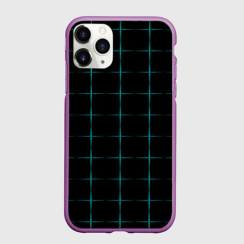 Чехол iPhone 11 Pro матовый Color black blue crosses / 3D-Фиолетовый – фото 1