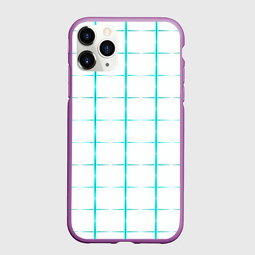 Чехол iPhone 11 Pro матовый Color white light blue crosses / 3D-Фиолетовый – фото 1