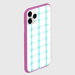 Чехол iPhone 11 Pro матовый Color white light blue crosses, цвет: 3D-фиолетовый — фото 2