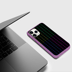 Чехол iPhone 11 Pro матовый Color black multicolored stripes, цвет: 3D-фиолетовый — фото 2