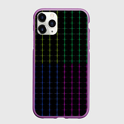 Чехол iPhone 11 Pro матовый Color black multicolored stripes