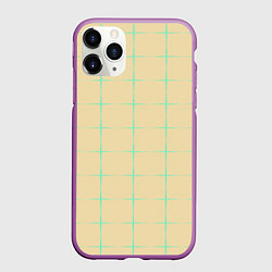 Чехол iPhone 11 Pro матовый Color beige green crosses, цвет: 3D-фиолетовый