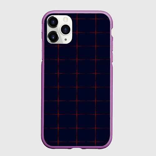 Чехол iPhone 11 Pro матовый Color dark blue red crosses / 3D-Фиолетовый – фото 1