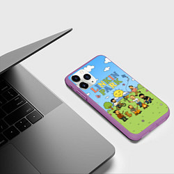 Чехол iPhone 11 Pro матовый Linkin Park мультяшный стиль на поляне, цвет: 3D-фиолетовый — фото 2