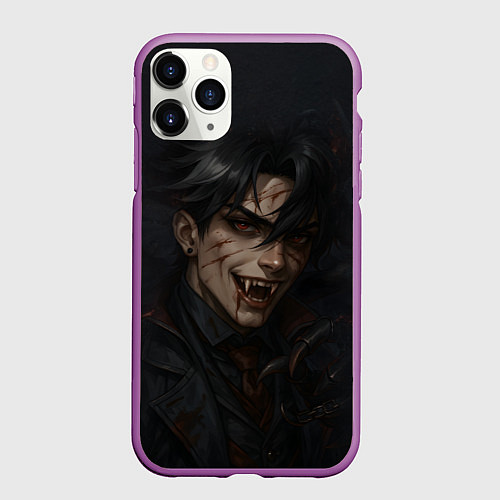Чехол iPhone 11 Pro матовый Ризли вампирская тематика / 3D-Фиолетовый – фото 1