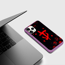 Чехол iPhone 11 Pro матовый Doom cyberpunk, цвет: 3D-фиолетовый — фото 2