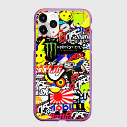 Чехол iPhone 11 Pro матовый Monster energy брендовый стиль, цвет: 3D-фиолетовый