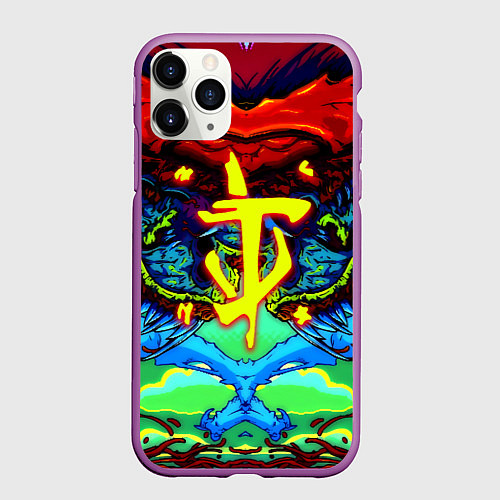 Чехол iPhone 11 Pro матовый Doom hyper monster / 3D-Фиолетовый – фото 1