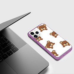Чехол iPhone 11 Pro матовый Мордашка мишки, цвет: 3D-фиолетовый — фото 2
