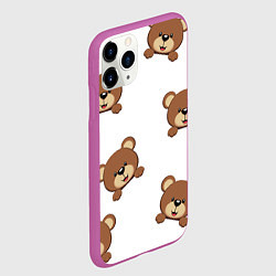 Чехол iPhone 11 Pro матовый Мордашка мишки, цвет: 3D-фиолетовый — фото 2
