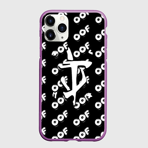 Чехол iPhone 11 Pro матовый Doom off black / 3D-Фиолетовый – фото 1