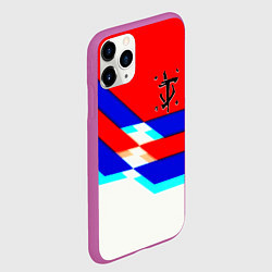 Чехол iPhone 11 Pro матовый Doom geometry cyber sport, цвет: 3D-фиолетовый — фото 2