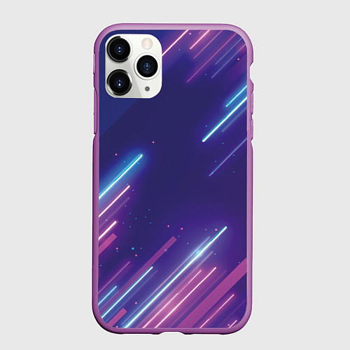 Чехол iPhone 11 Pro матовый Абстракция бело синие красные полосы / 3D-Фиолетовый – фото 1
