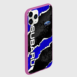 Чехол iPhone 11 Pro матовый Subaru - синий разрыв, цвет: 3D-фиолетовый — фото 2