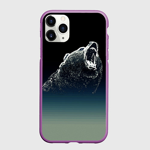 Чехол iPhone 11 Pro матовый Бурый в гневе - градиент / 3D-Фиолетовый – фото 1