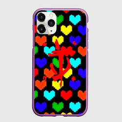 Чехол iPhone 11 Pro матовый Doom love pixel pattern