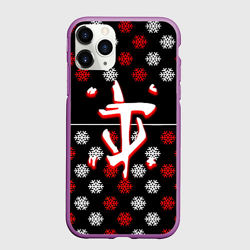 Чехол iPhone 11 Pro матовый Doom winter pattern steel / 3D-Фиолетовый – фото 1