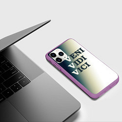 Чехол iPhone 11 Pro матовый Крылатя фраза vvv - градиент, цвет: 3D-фиолетовый — фото 2