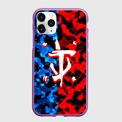 Чехол iPhone 11 Pro матовый Doom камуфляж текстура / 3D-Фиолетовый – фото 1