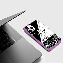 Чехол iPhone 11 Pro матовый Doom стильная геометрия, цвет: 3D-фиолетовый — фото 2