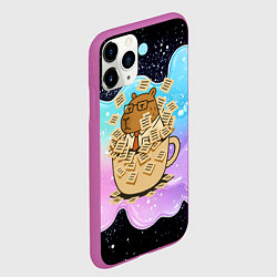 Чехол iPhone 11 Pro матовый Менеджер капибара в кружке в стикерах, цвет: 3D-фиолетовый — фото 2