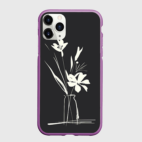 Чехол iPhone 11 Pro матовый Ваза с цветами / 3D-Фиолетовый – фото 1