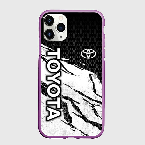 Чехол iPhone 11 Pro матовый Toyota - черный и белый / 3D-Фиолетовый – фото 1