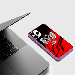 Чехол iPhone 11 Pro матовый Федерация бокса России - красный, цвет: 3D-фиолетовый — фото 2