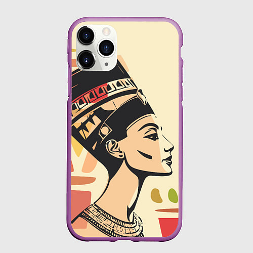 Чехол iPhone 11 Pro матовый Нефертити / 3D-Фиолетовый – фото 1