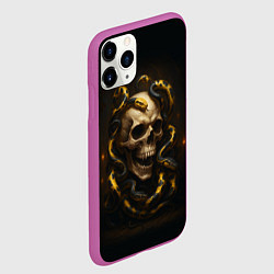 Чехол iPhone 11 Pro матовый Череп и жёлто-чёрные змеи, цвет: 3D-фиолетовый — фото 2