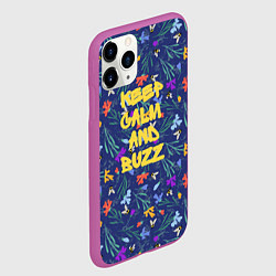Чехол iPhone 11 Pro матовый Keep calm and buzz - пчелы и цветы, цвет: 3D-фиолетовый — фото 2