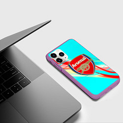 Чехол iPhone 11 Pro матовый Arsenal stripes, цвет: 3D-фиолетовый — фото 2