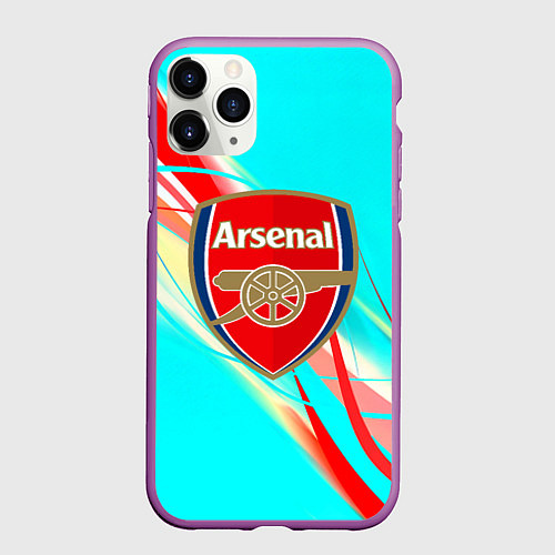 Чехол iPhone 11 Pro матовый Arsenal stripes / 3D-Фиолетовый – фото 1