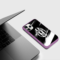 Чехол iPhone 11 Pro матовый Juventus geometry stripes black, цвет: 3D-фиолетовый — фото 2