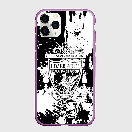 Чехол iPhone 11 Pro матовый Liverpool краски текстура / 3D-Фиолетовый – фото 1