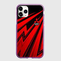 Чехол iPhone 11 Pro матовый Митсубиси - красные молнии, цвет: 3D-фиолетовый