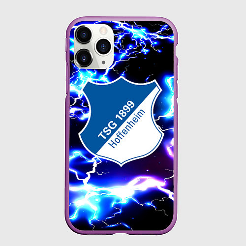 Чехол iPhone 11 Pro матовый Хоффенхайм молнии / 3D-Фиолетовый – фото 1