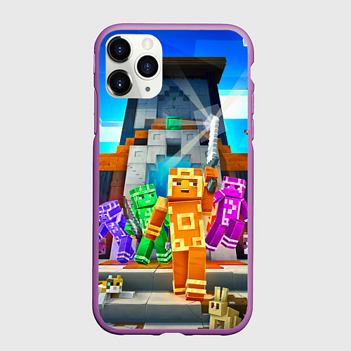 Чехол iPhone 11 Pro матовый Майнкрафт - искатели приключений / 3D-Фиолетовый – фото 1