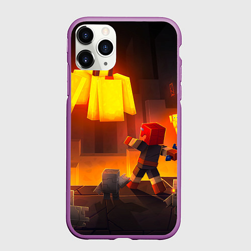Чехол iPhone 11 Pro матовый Майнкрафт - рейд босс / 3D-Фиолетовый – фото 1