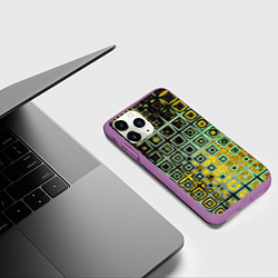 Чехол iPhone 11 Pro матовый Абстрактная зелено-черная текстура, цвет: 3D-фиолетовый — фото 2