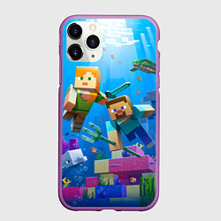 Чехол iPhone 11 Pro матовый Стив и Алекс под водой, цвет: 3D-фиолетовый